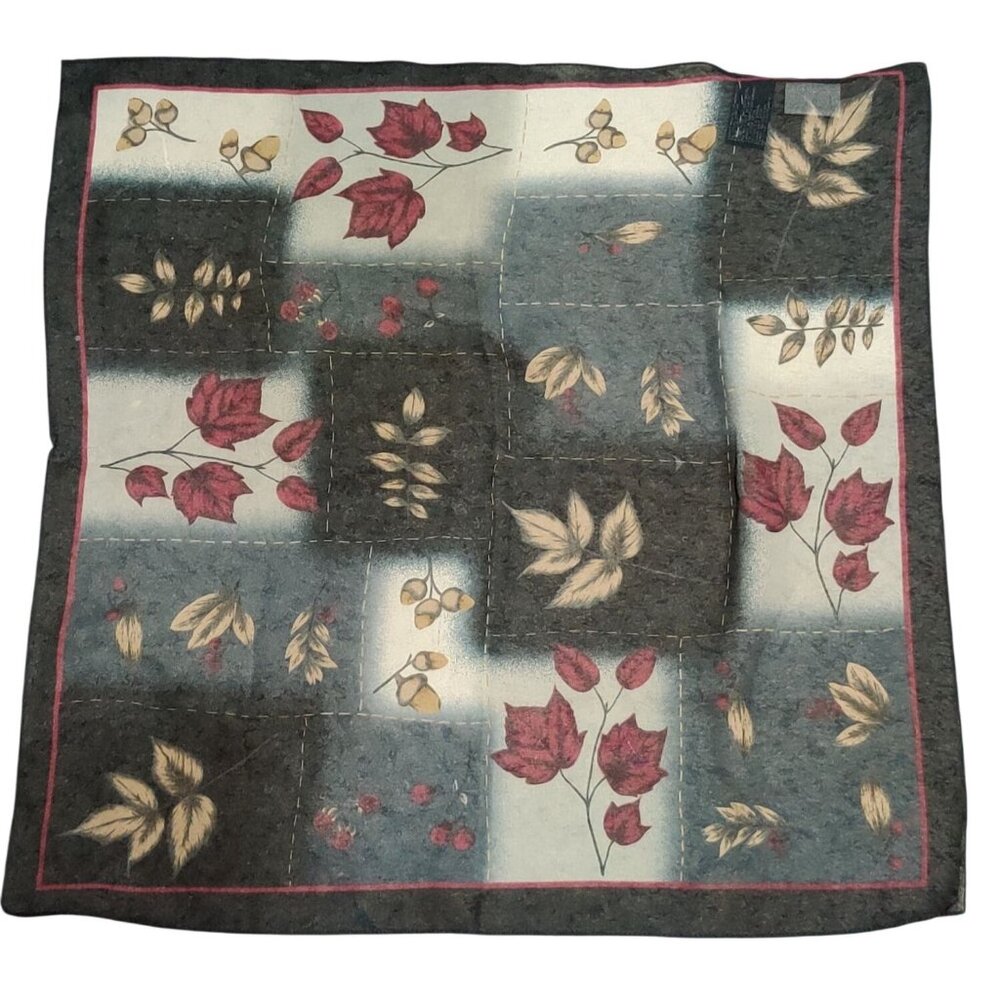 Kathie Lee Womens Scarf Vintage Black Botanical Leaf Print Square Lightweight